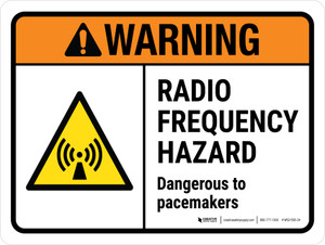 Warning: ANSI Radio Frequency Hazard Dangerous To Pacemakers Landscape - Wall Sign