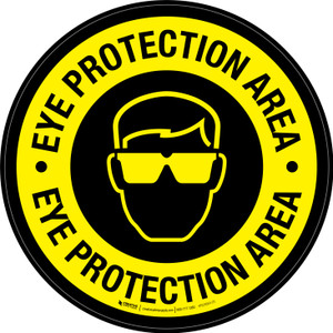 Eye Protection Area Yellow with Icon Circular - Floor Sign