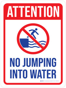 Attention: No Jumping Into Water with Icon Portrait - Wall Sign