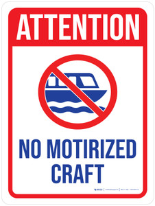 Attention: No Motorized Craft with Icon Portrait - Wall Sign