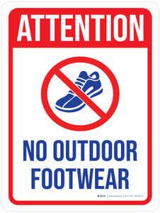 Attention: No Outdoor Footwear with Icon Portrait - Wall Sign