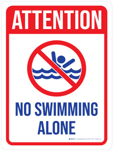Attention: No Swimming Alone with Icon Portrait - Wall Sign