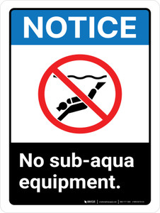 Notice: ANSI No Sub-Aqua Equipment with Icon Portrait - Wall Sign