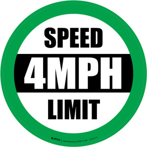 Speed Limit 4 mph Green Circular - Floor Sign