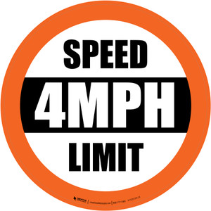 Speed Limit 4 mph Orange Circular - Floor Sign