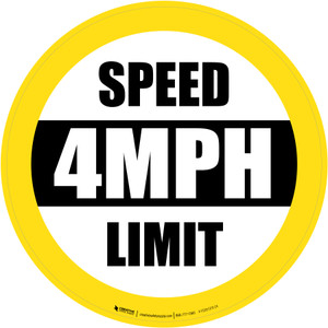 Speed Limit 4 mph Yellow Circular - Floor Sign