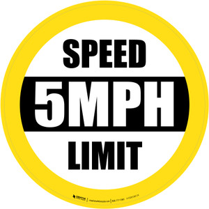 Speed Limit 5 mph Yellow Circular - Floor Sign
