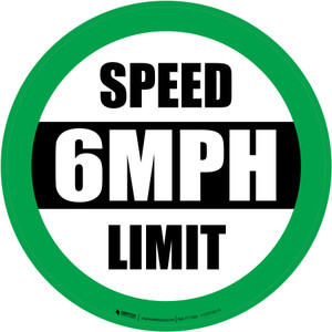 Speed Limit 6 mph Green Circular - Floor Sign