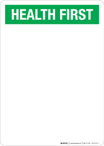 Health First Blank Portrait - Dry Erase Wall Sign Health First Blank Portrait - Dry Erase Wall Sign