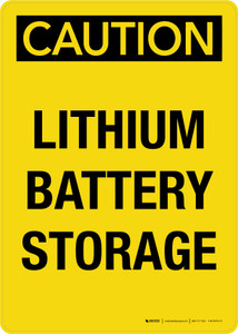 Caution: Lithium Battery Storage Portrait - Wall Sign