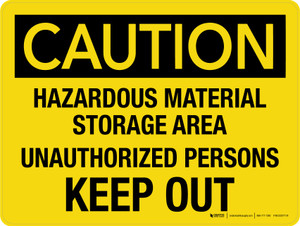 Caution: Hazardous Material Storage Area Unauthorized Persons Keep Out Landscape - Wall Sign