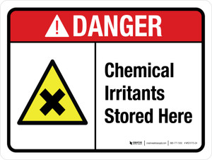 Danger: Chemical Irritants Stored Here Landscape ANSI - Wall Sign