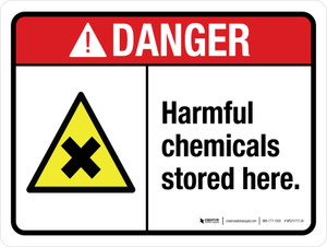 Danger: Harmful Chemicals Stored Here Landscape ANSI - Wall Sign