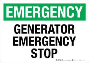 Emergency: Generator Emergency Stop Landscape - Wall Sign