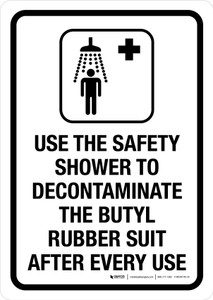Use The Safety Shower To Deconmatimate The Butyl Rubber Suit After Every Use Portrait - Wall Sign