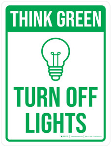 Think Green: Turn Off Lights with Icon Portrait - Wall Sign