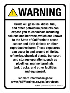 Warning: California Prop 65 Chemical Warning Portrait - Wall Sign
