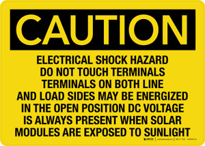 Caution: Electrical Shock Hazard Do Not Touch Terminals Landscape - Wall Sign