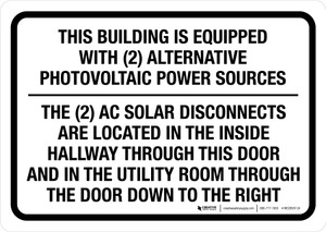 This Building Is Equipped With 2 Alternative Photovoltaic Power Sources White Landscape - Wall Sign