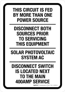 This Circuit Is Fed By More Than One Power Source White Portrait - Wall Sign