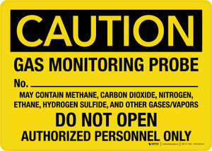 Caution: Gas Monitoring Probe No. Landscape - Wall Sign