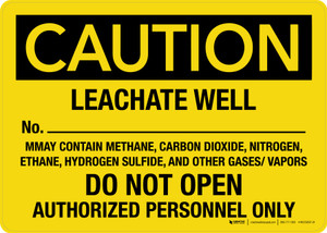Caution: Leachate Well No. Do Not Open Landscape - Wall Sign
