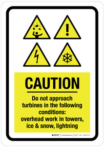 Caution: Do Not Approach Turbines In The Following Conditions Portrait - Wall Sign