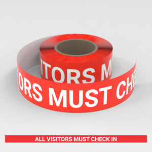 All Visitors Must Check In - Smart Stripe Inline Printed Floor Tape