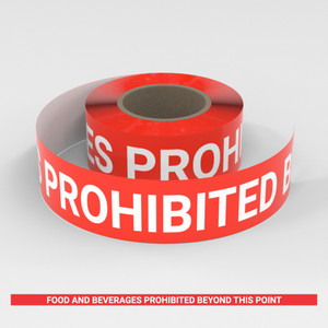 Food And Beverages Prohibited Beyond This Point - Smart Stripe Inline Printed Floor Tape