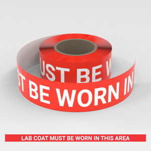 Lab Coat Must Be Worn In This Area - Smart Stripe Inline Printed Floor Tape