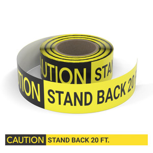 Caution: Stand Back 20 Ft. - Smart Stripe Inline Printed Floor Tape