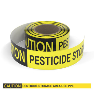 Caution: Pesticide Storage Area Use PPE - Smart Stripe Inline Printed Floor Tape
