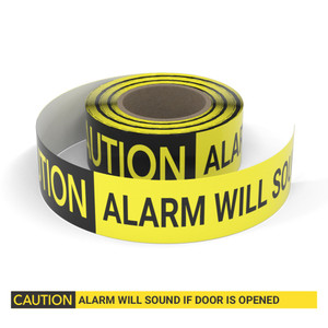 Caution: Alarm Will Sound If Door Is Opened - Smart Stripe Inline Printed Floor Tape