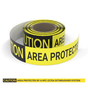 Caution: Area Protected By A HFC-227Ea Extinguisher System - Smart Stripe Inline Printed Floor Tape
