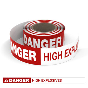 Danger: High Explosives - Smart Stripe Inline Printed Floor Tape