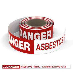 Danger: Asbestos Fibers - Avoid Creating Dust - Smart Stripe Inline Printed Floor Tape
