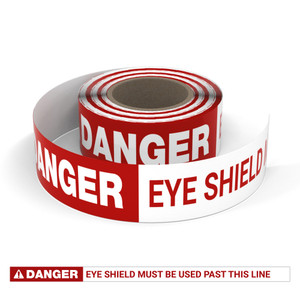 Danger: Eye Shield Must Be Used Past This Line - Smart Stripe Inline Printed Floor Tape