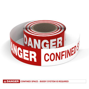 Danger: Confined Space - Buddy System Is Required - Smart Stripe Inline Printed Floor Tape