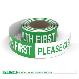 Health First: Please Clean And Disinfect Machine - Smart Stripe Inline Printed Floor Tape