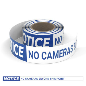 Notice: No Cameras Beyond This Point - Smart Stripe Inline Printed Floor Tape