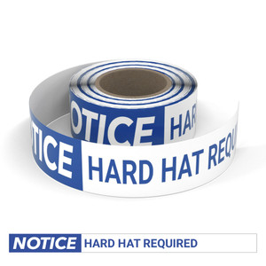 Notice: Hard Hat Required - Smart Stripe Inline Printed Floor Tape
