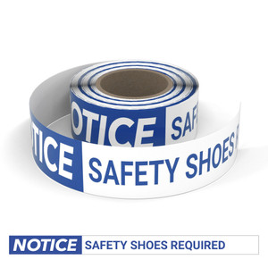 Notice: Safety Shoes Required - Smart Stripe Inline Printed Floor Tape