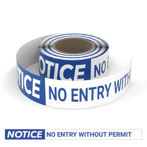 Notice: No Entry Without Permit - Smart Stripe Inline Printed Floor Tape