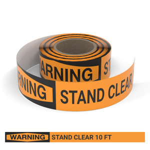 Warning: Stand Clear 10 Ft - Smart Stripe Inline Printed Floor Tape