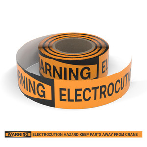 Warning: Electrocution Hazard Keep Parts Away From Crane - Smart Stripe Inline Printed Floor Tape