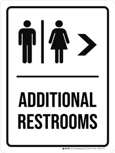 Additional Restrooms (Arrow Right) Portrait - Wall Sign