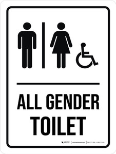 All Gender Toilet (With Wheelchair Icon) Portrait - Wall Sign