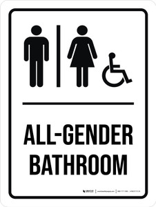 All-Gender Bathroom (With Wheelchair Icon) Portrait - Wall Sign