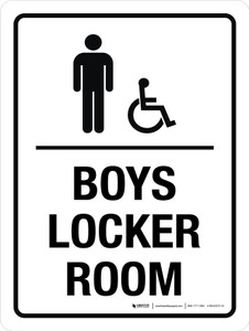Boys Locker Room with Wheelchair Icon Portrait - Wall Sign