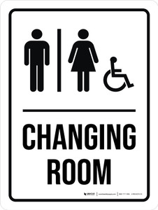 Changing Room Unisex (with Wheelchair Icon) Portrait - Wall Sign